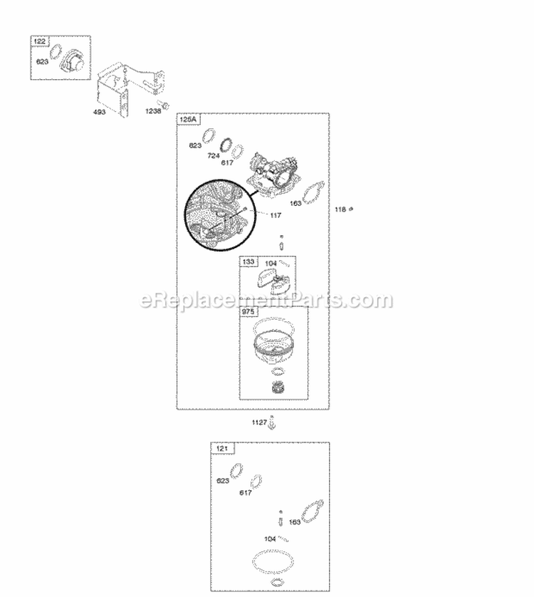 Carburetor Diagram and Parts List for 09P602-0015-H1  Briggs and Stratton Engine